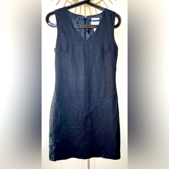 100% linen Old Navy fully lined V Neck sleeveless black dress zipper back size 2 - Picture 1 of 8